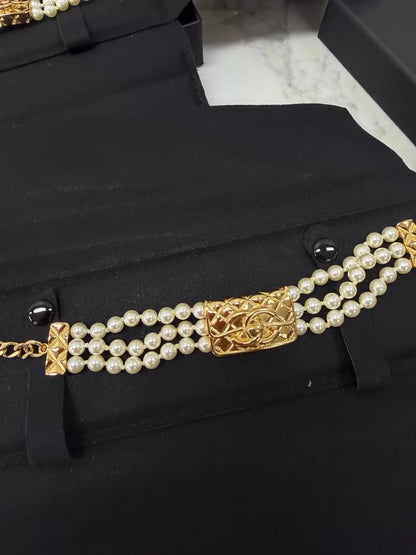 Chanel high-end three-layer pearl bracelet