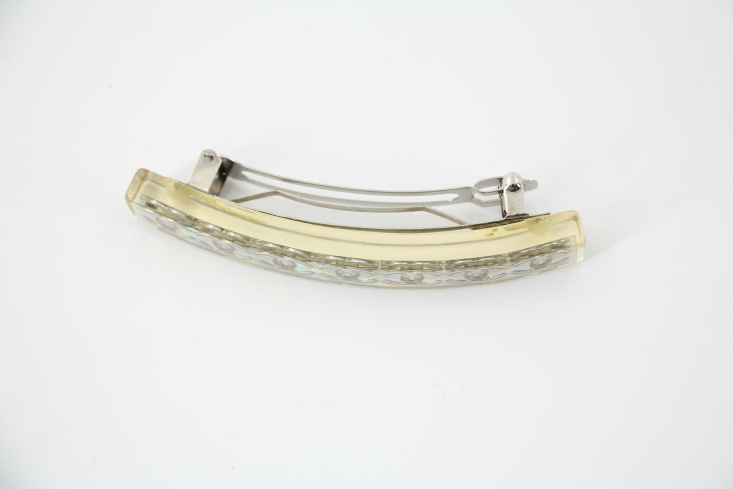Chanel Vintage 97P Resin Iridescent Resin Seven Silver-Tone CC Logos Hair Clip