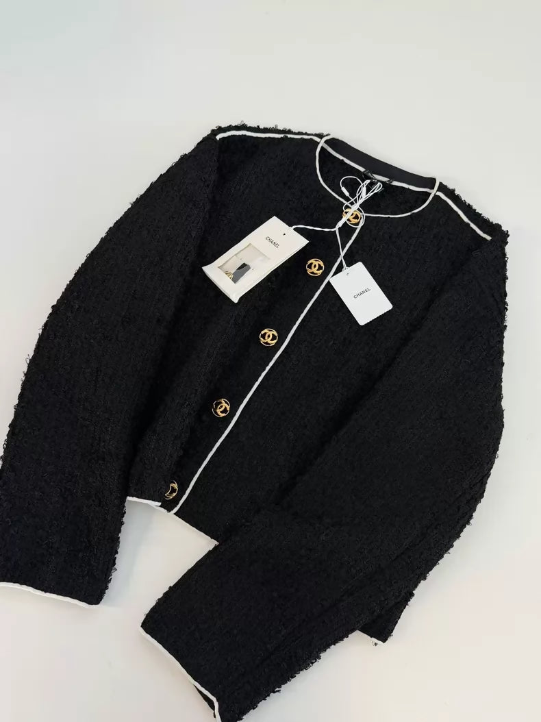 Chanel 26S Black Tweed Jacket