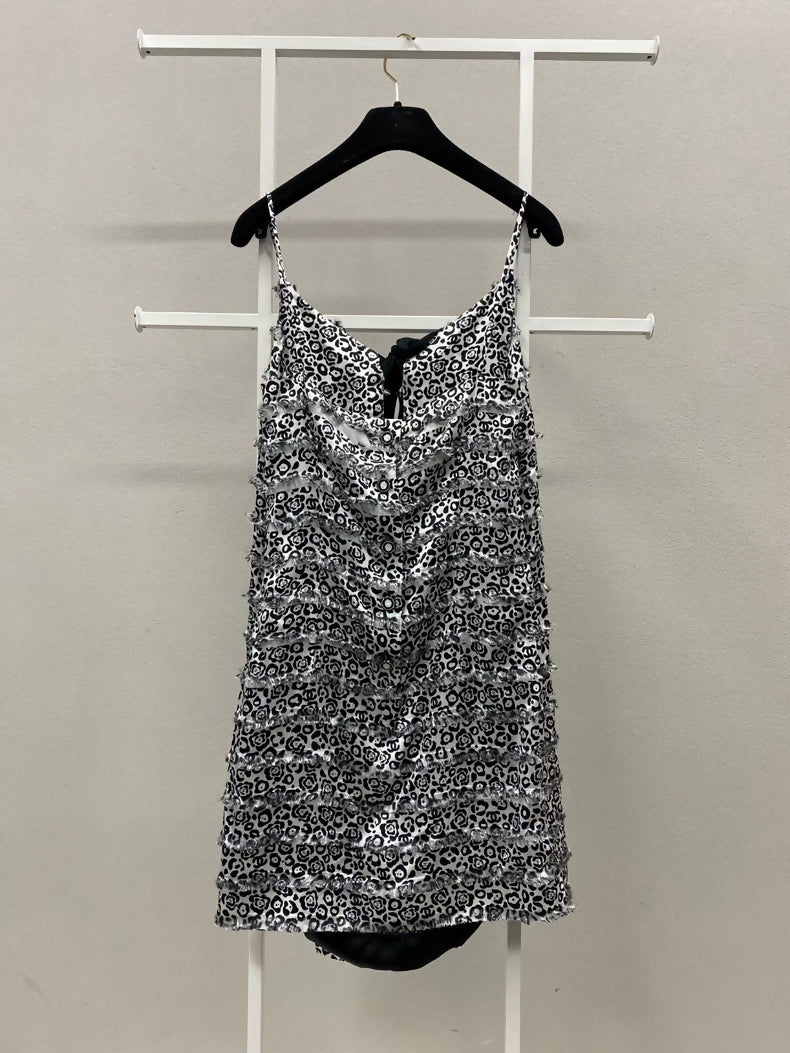 Chanel 22P Camellia leopard Bow Slip Dress