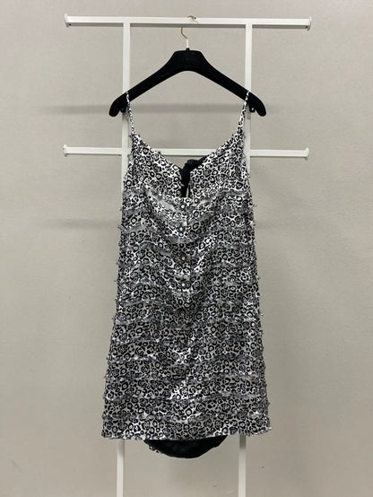 Chanel 22P Camellia leopard Bow Slip Dress