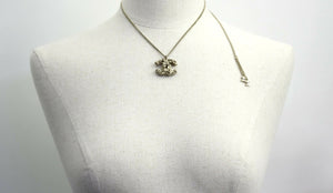 Chanel Vintage A11 Metal Enamel Yellow Glitter Leaf Motif Adjustable Necklace