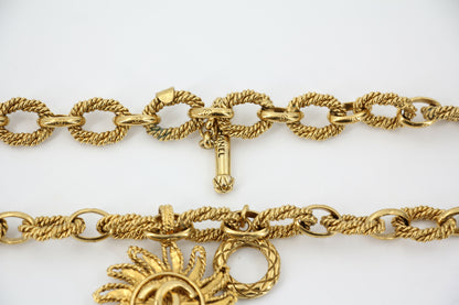 Chanel Vintage 94A Gold-plated Pendant Sun CC Chunky Chain Long Necklace