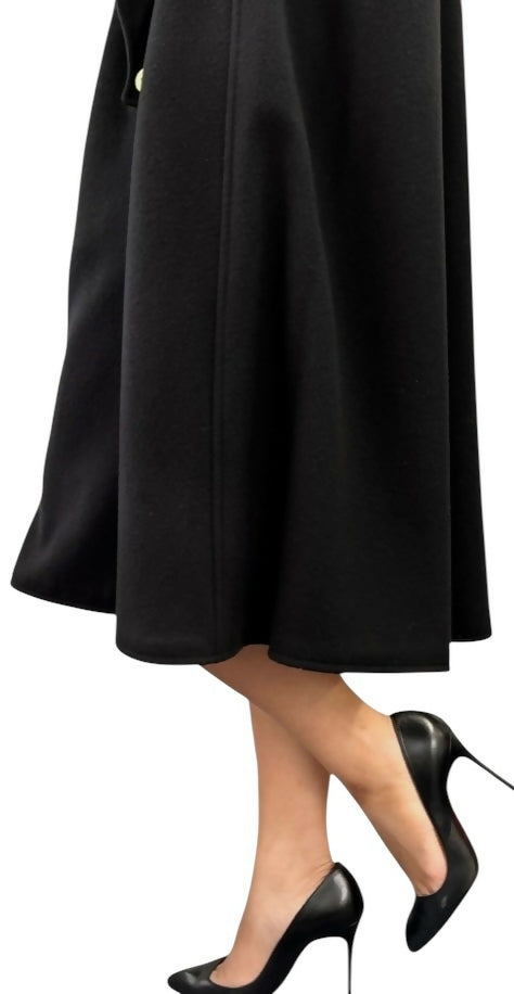 Chanel Vintage 94A Black Oversized Cashmere Long Jacket Coat FR 36