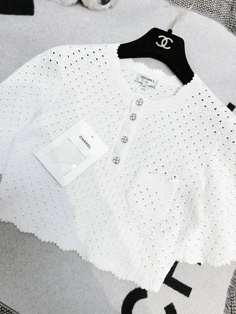 Chanel 24P white cropped top