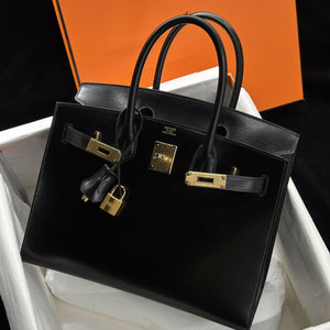 Hermès Birkin Sellier 30 Noir Box Calf with Gold Hardware