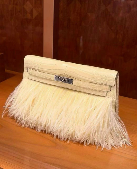 Hermès Kelly Élan Folie Vanille Matte Crocodile With Palladium Hardware