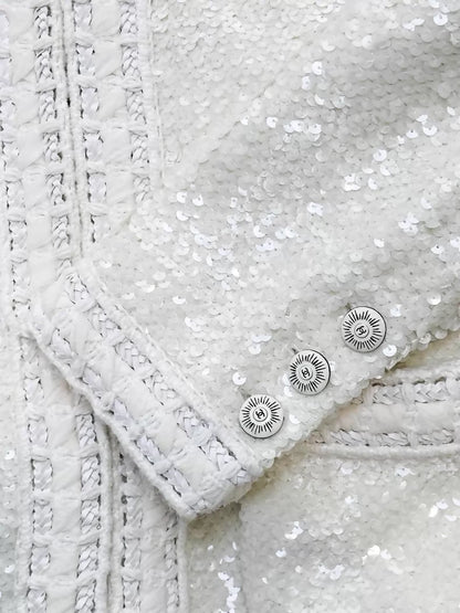 Chanel 22C white tweed jacket