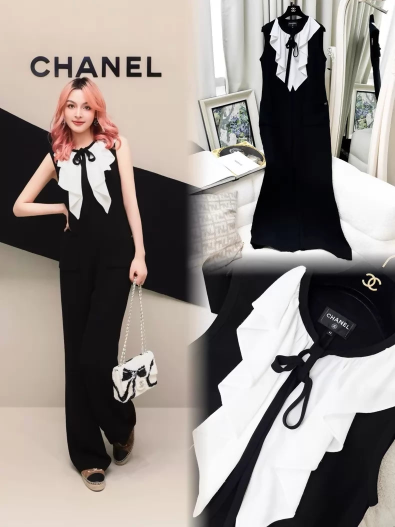 Chanel 25B black and white jumpsuit