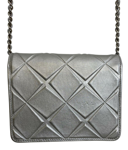 Chanel Airlines 16P Mini Propellor Metallic Calfskin Silver Flap Bag