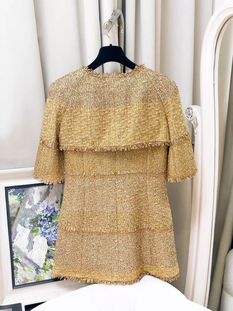 Chanel 15C gold tweed jacket dress