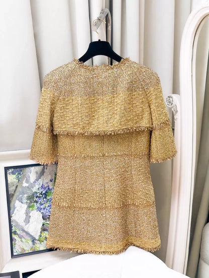 Chanel 15C gold tweed jacket dress