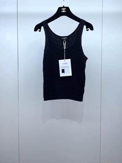 Chanel 24s Black Quilted Knit top