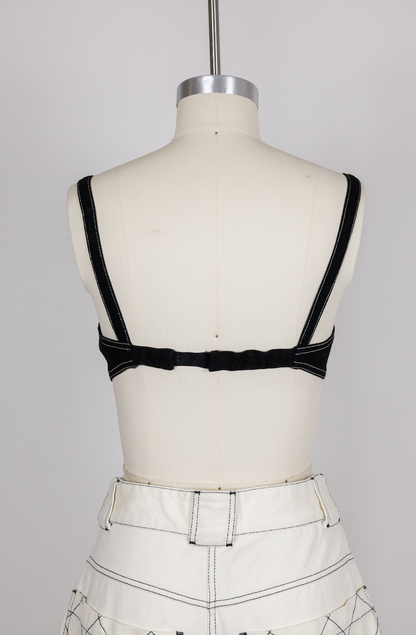 Chanel Vintage 1994 Spring/Summer Vintage Black Denim Bra Bustier