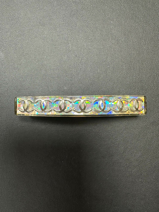 Chanel Vintage 97 Resin Iridescent Seven Silver-Tone CC Logos Hair Clip