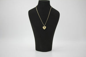 Chanel Vintage 06P Enamel Double-Sided Beige Camellia CC Logo Heart Necklace