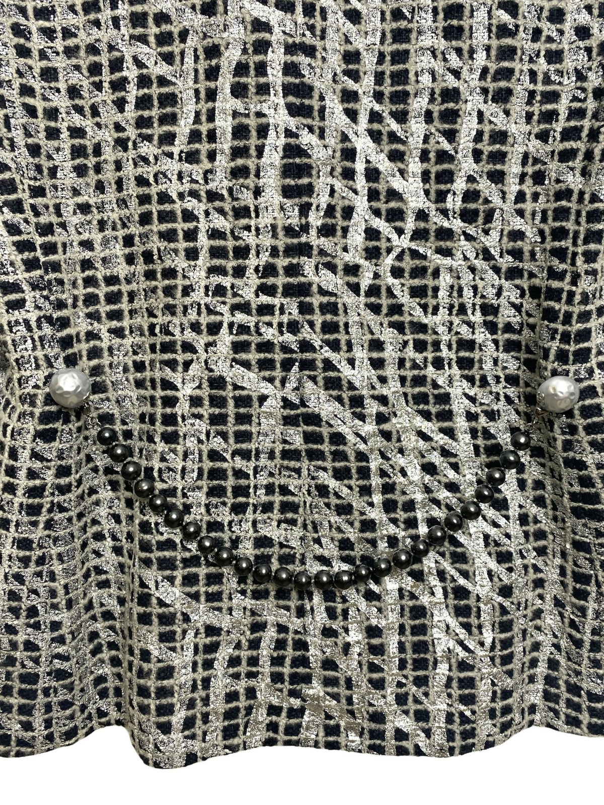 Chanel 12P Double Breasted Silver Metallic Graffiti Black jacket
