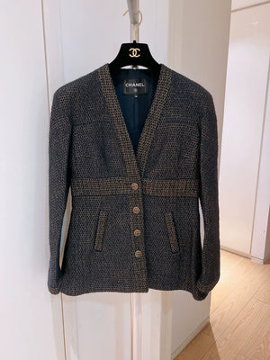 Chanel 19A Blue and Gold Tweed Jacket
