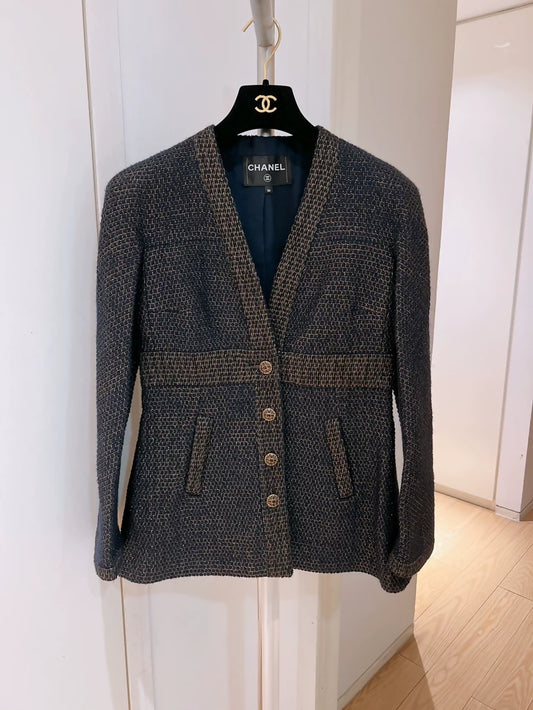 Chanel 19A Blue and Gold Tweed Jacket