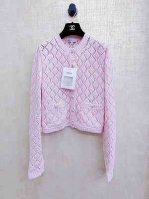 Chanel pink quilted cardigan