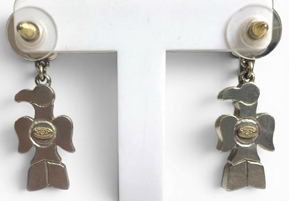 Rare Chanel 07A CC Aztec Bird Multicolor Gripoix Stone Drop Earrings