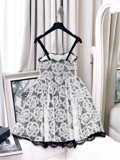 Chanel 10S Black and White lace dress
