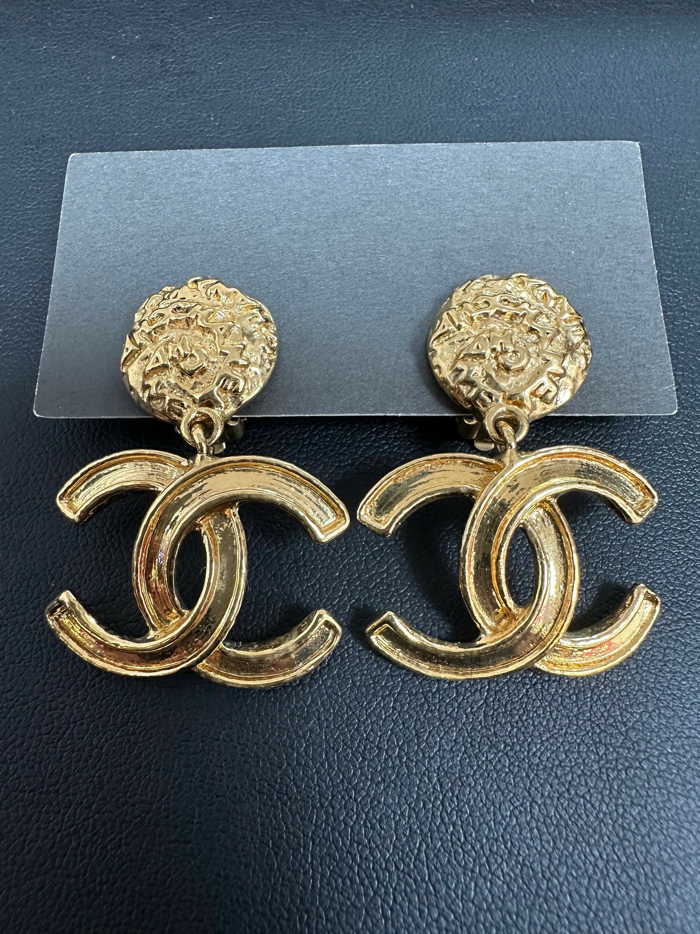 Chanel Vintage 95 Gold Plated CC Drop Clip-on Earrings
