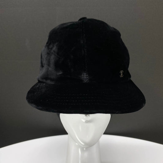 Chanel velvet black double C logo hat