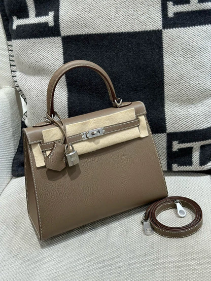 Hermes Kelly 25 Elephant Grey Epsom Leather palladium hardware