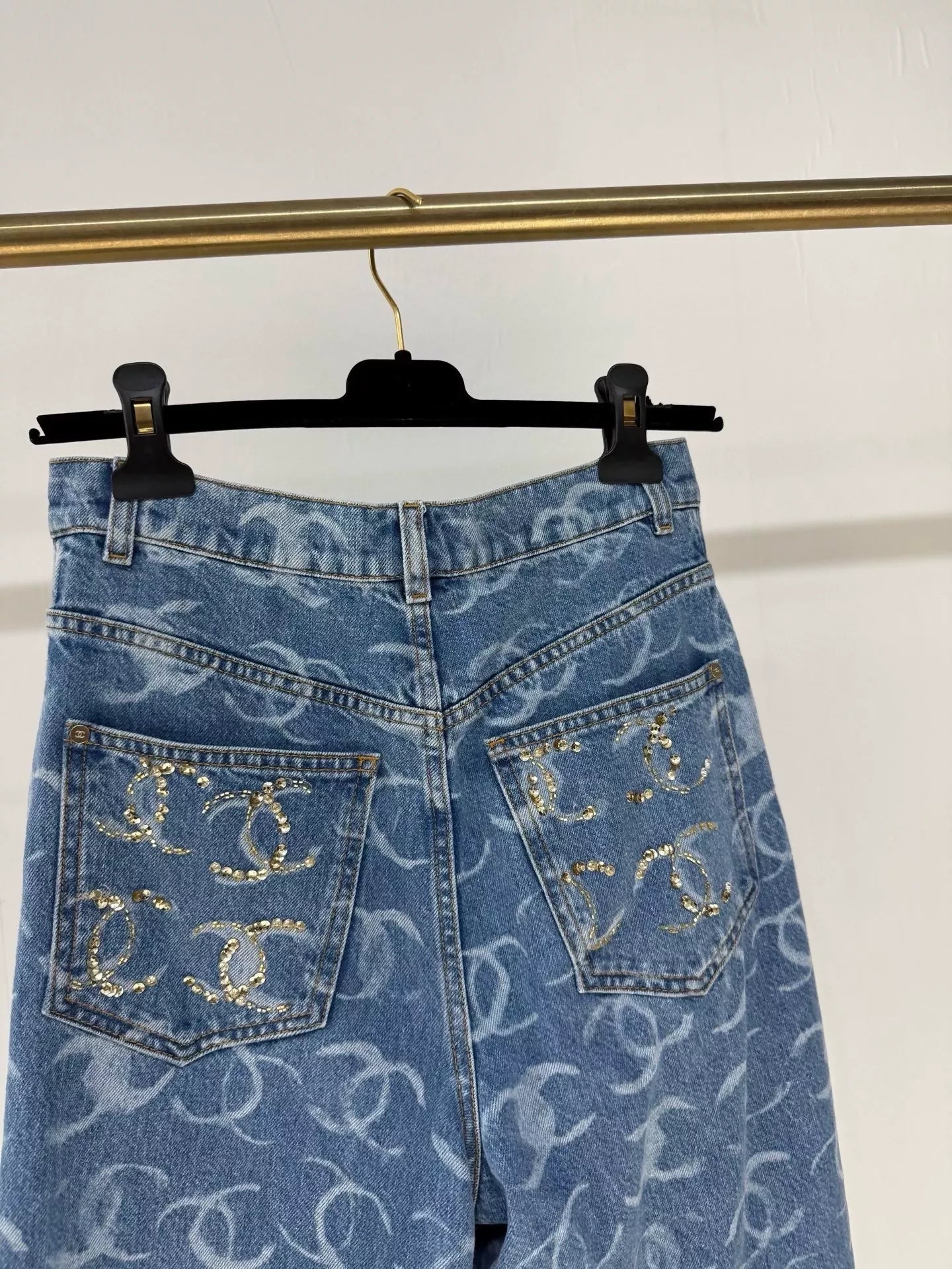 Chanel 23B blue CC denim wide-leg jeans