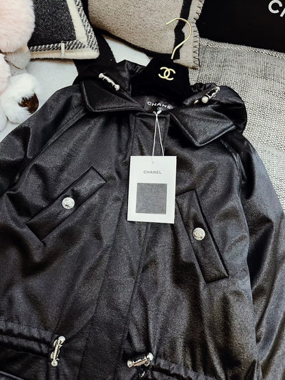 Chanel 23N ski series black hooded down jacket
