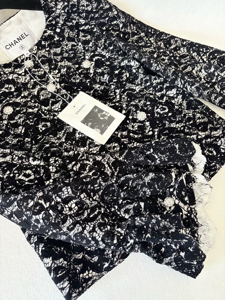 Chanel 25A Black Lace Jacket
