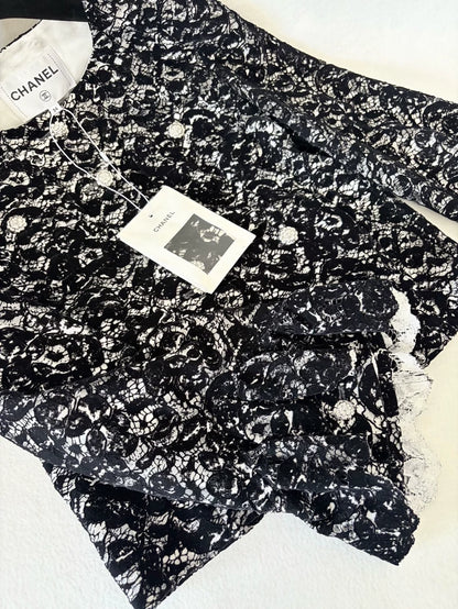 Chanel 25A Black Lace Jacket
