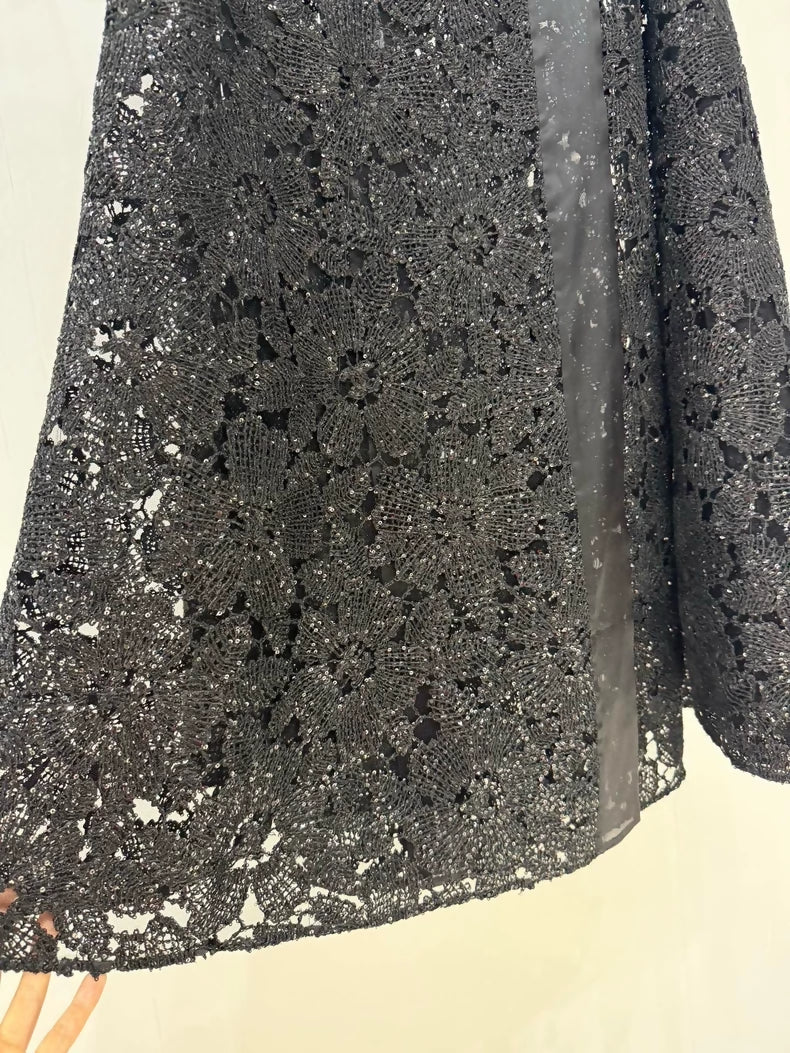 Chanel 24S black lace skirt