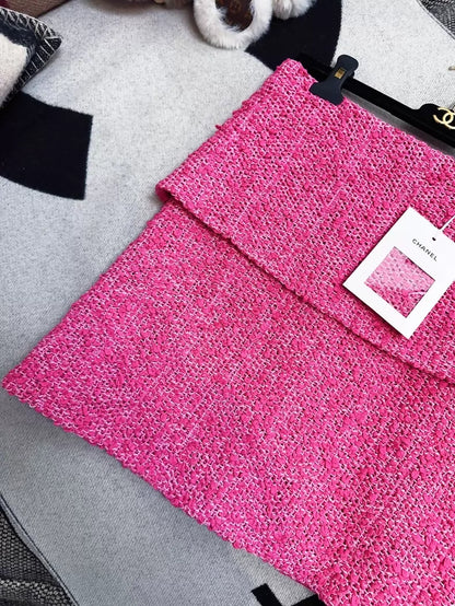 Chanel 21C Fuchsia Tweed Mini Skirt