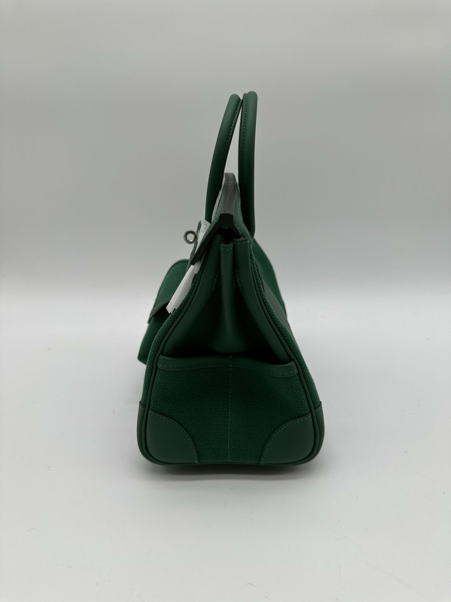 Hermes Birkin 25 Cargo Toile Goeland/Veau Swift Vert Moyen phw stamp K