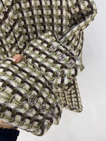 Chanel 23A green tweed jacket