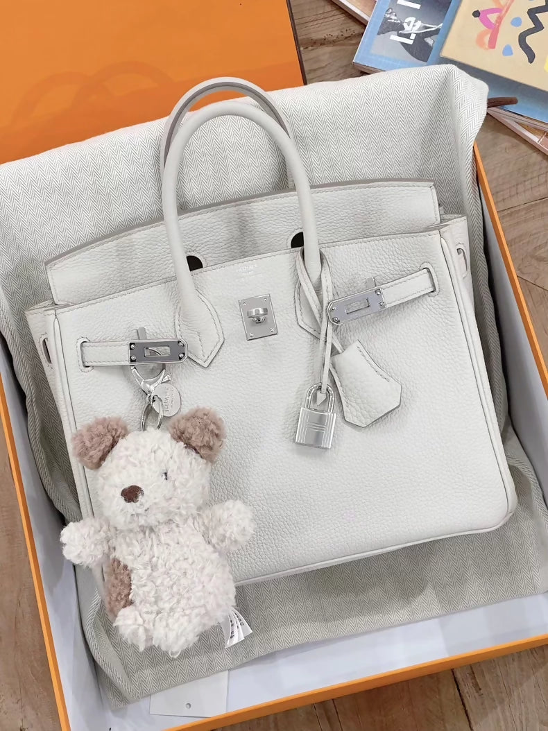 Hermès Birkin 25 White Beton 8L Togo Leather Palladium hardware
