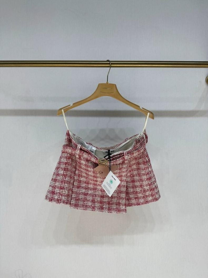 Miu miu 2024 Pink and White Checkered skirt