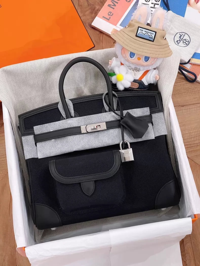 Hermès Birkin 25 black cargo with palladium hardware