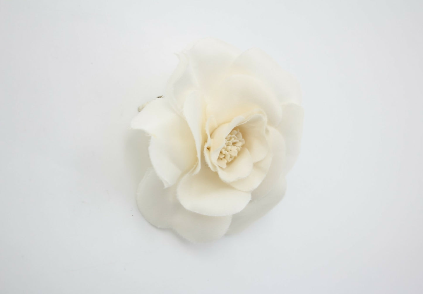 Chanel Vintage 81-85 White Silk Camellia Brooch