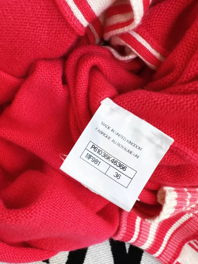 Chanel 20C Red Logo Long Knit Cardigan