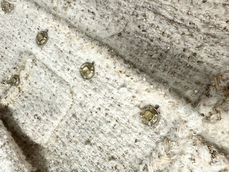 Chanel 19A écru gold tweed jacket 34FR
