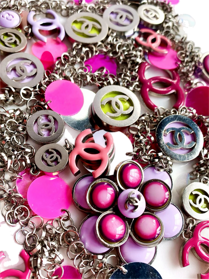Chanel 04S Ultra Rare Statement DOUBLE XL Hot Pink Lavender Neon CC Necklace Belt