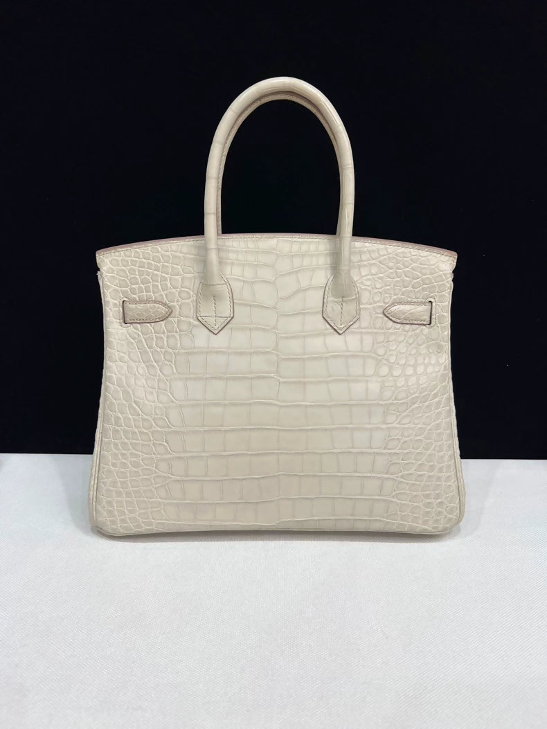 Hermes Birkin 30 Craie Crocodile Leather Palladium Hardware