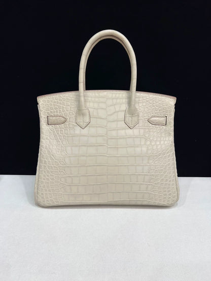 Hermes Birkin 30 Craie Crocodile Leather Palladium Hardware