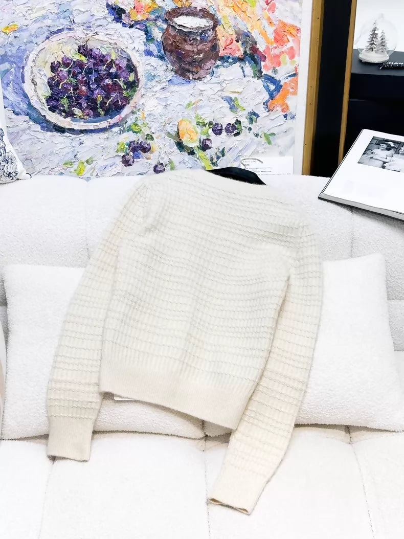 Chanel 18B ecru cashmere sweater
