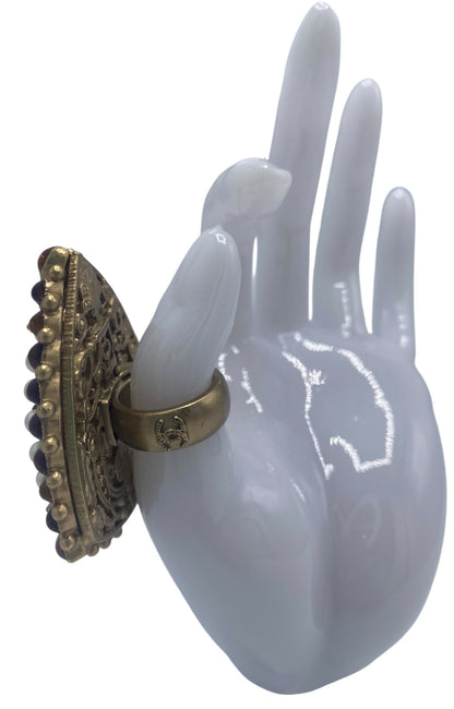 Rare XL 11C Saint Tropez Runway Statement Gold Gripoix Pearl Ring Size US 6 EU 52