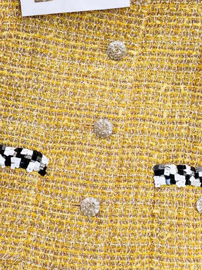 Chanel 23C gold and black/white sequined tweed jacket