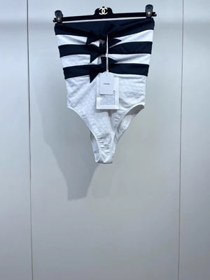 Chanel 24S black & white bow swimsuit
